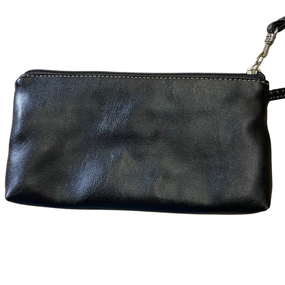 Liz Claiborne Mushroom & Moon Wristlet‎ Clutch Bag Zip Closure Black & White - Picture 4 of 6